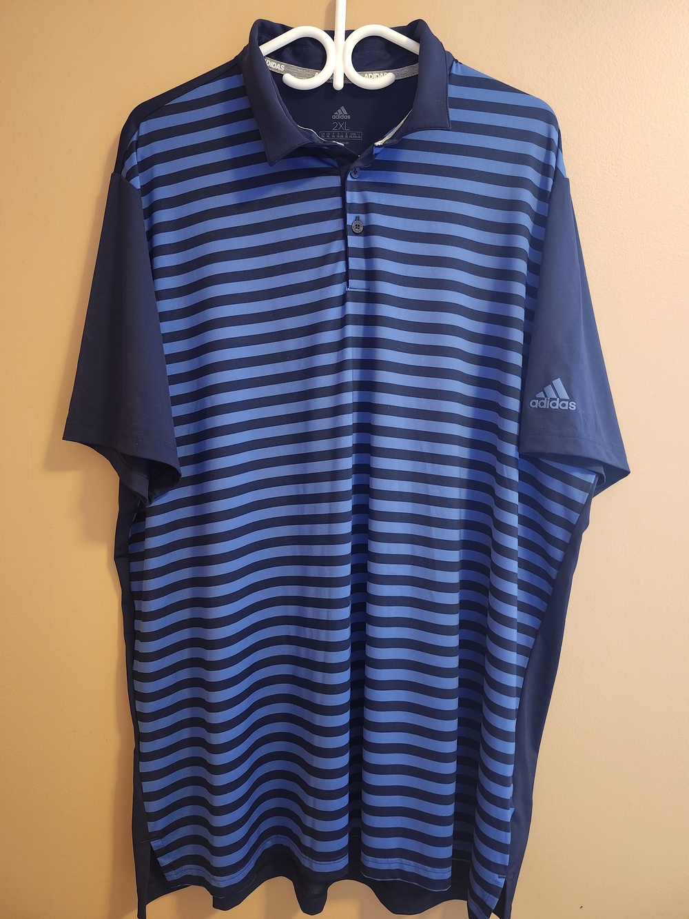 Adidas Men’s Blue Striped Performance Polo